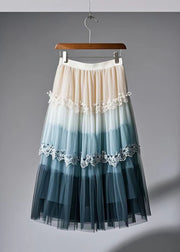 Style Multicolor Exra Large Hem Patchwork Lace Tulle Skirts Fall