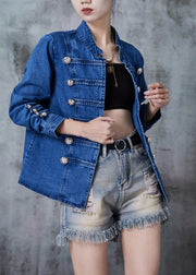 Style Navy Double Breast Denim Coats Fall