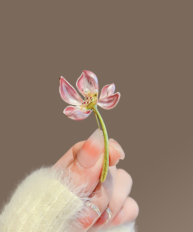 Style Pink Copper Alloy Lotus Hairpin