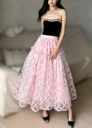 Style Pink Jacquard Exra Large Hem Tulle Skirts Summer