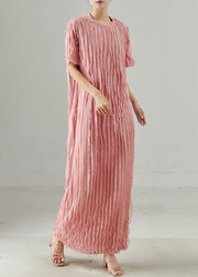 Style Pink Oversized Layered Chiffon Maxi Dresses Summer