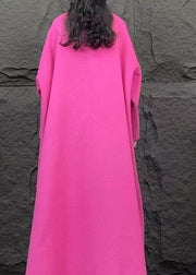 Style Pink Peter Pan Collar Woolen Maxi Coat Spring