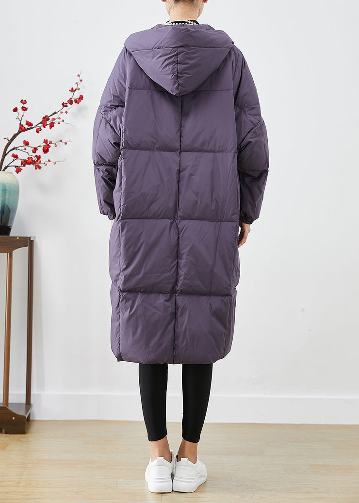 Style Purple Oversized Big Pockets Warm Duck Down Jacket In Winter