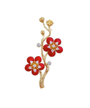 Style Red Sterling Silver Overgild Zircon Plum Blossom Brooch