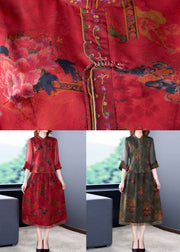 Style Red Tasseled Wrinkled Embroideried Silk Two Piece Set Clothing Summer