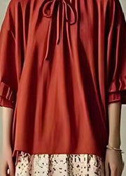 Style Red Turtle Neck Patchwork Cotton A Line Dresses Summer