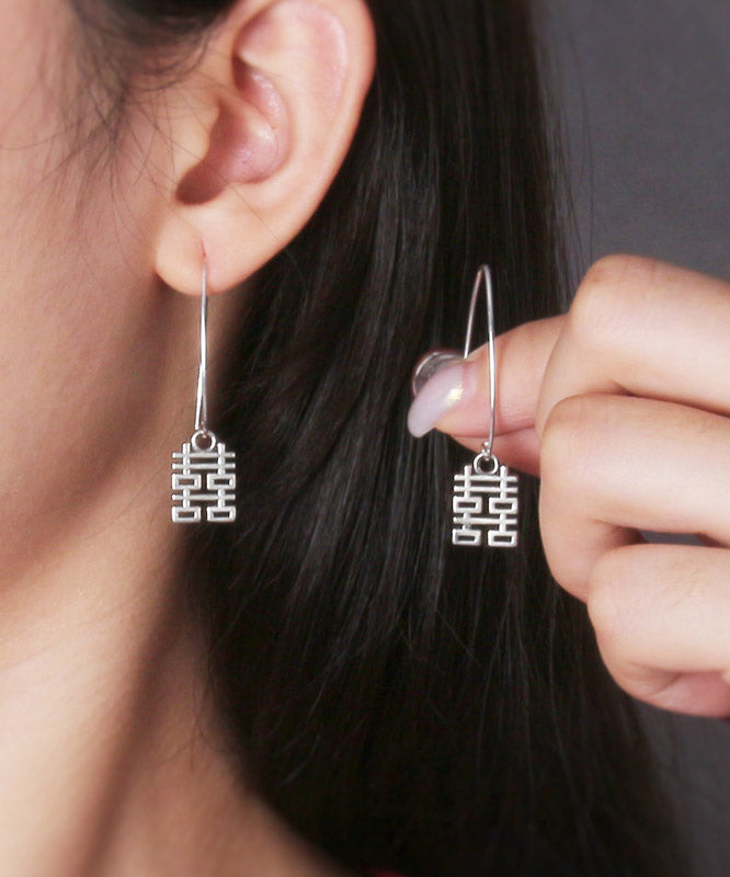 Style Silk Sterling Silver Graphic Tassel Drop Earrings