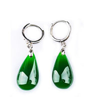 Style Silk Sterling Silver Overgild Jade Water Drop Drop Earrings