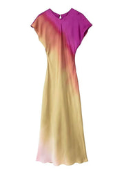 Style Slim Fit Tie Dye Silk Dresses Butterfly Sleeve
