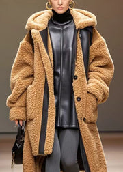 Style Teddy Oversized Patchwork Fuzzy Fur Fluffy Trench Winter