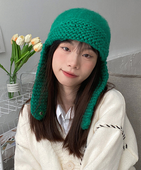 Style Versatile Green Warm Knit Boonie Hat