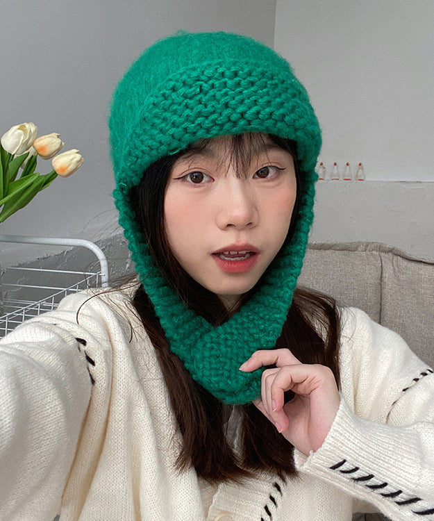 Style Versatile Green Warm Knit Boonie Hat