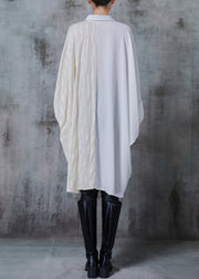 Style White Asymmetrical Patchwork Cotton Long Shirts Spring