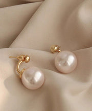 Style White Copper Overgild Pearl Stud Earrings