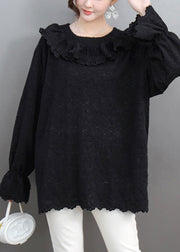 Style White Peter Pan Collar Lace Tops Petal Sleeve