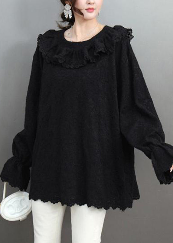 Style White Peter Pan Collar Lace Tops Petal Sleeve