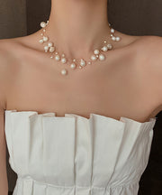 Style White Stainless Steel Pearl Princess Necklace