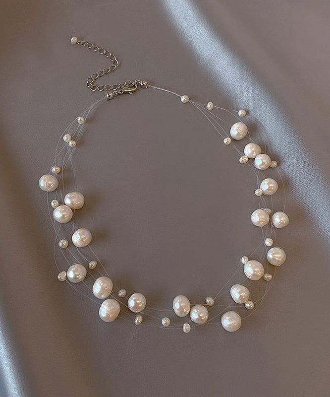 Style White Stainless Steel Pearl Princess Necklace