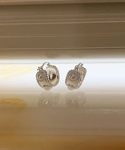 Style White Sterling Silver Alloy Pearl Hoop Earrings