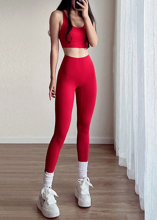 Styling Red Sports Bra And Leggings Set Suit Gym Shark Leggings