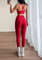 Styling Red Sports Bra And Leggings Set Suit Gym Shark Leggings