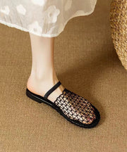 Stylish Apricot Hollow Out Splicing Slide Sandals