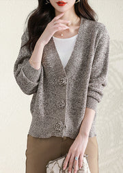 Stylish Apricot V Neck Button Knit Cardigans Fall