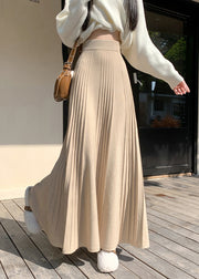 Stylish Beige Exra Large Hem Knit A Line Skirt Spring