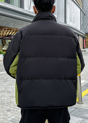 Stylish Beige Pockets Patchwork Duck Down Mens Coat Winter