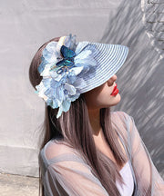 Stylish Beige Tulle Flower Empty Top Sunshade Hat Summer
