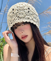 Stylish Beige Versatile Thin Hollow Out Bonnie Hat