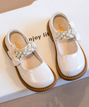 Stylish Black Buckle Strap Nail Bead Kids Girls Loafer Shoes