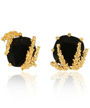 Stylish Black Copper Overgild Resin Stud Earrings