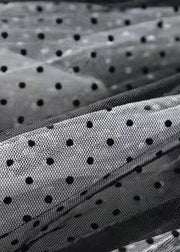 Stylish Black Dot Print Wrinkled Tulle Skirt Summer