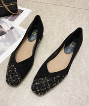 Stylish Black Flat Shoes For Women Splicing Flat Feet Shoes