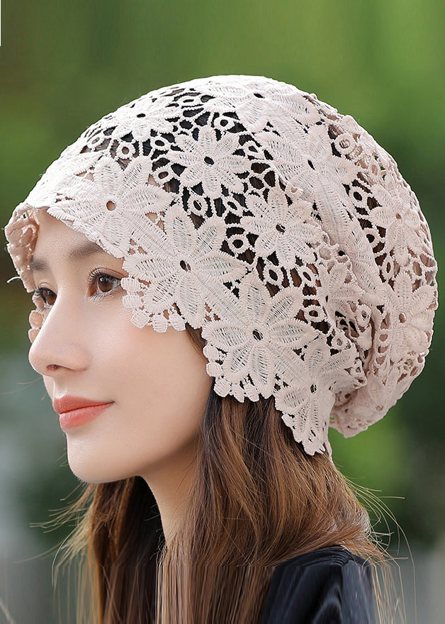 Stylish Black Lace Hollow Out Floral Bonnie Hat