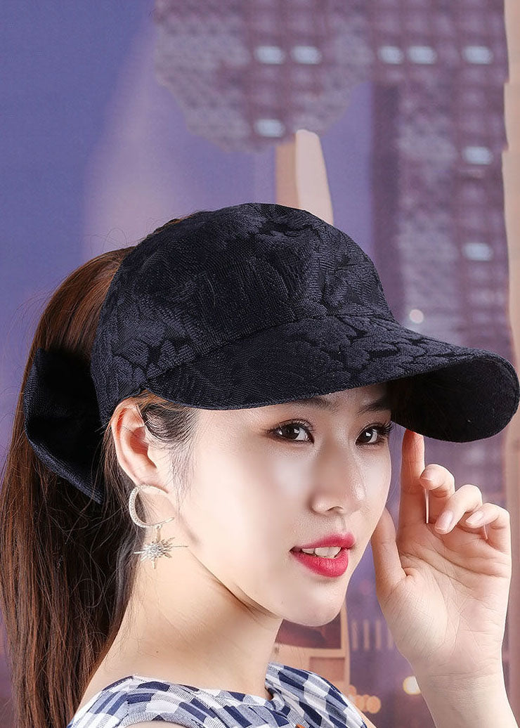 Stylish Black Lace Patchwork Bow Baseball Cap Hat