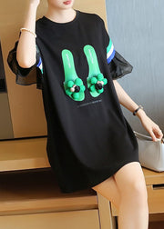 Stylish Black Original Design Patchwork Ruffles Cotton Mini Dresses Summer