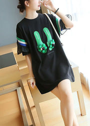 Stylish Black Original Design Patchwork Ruffles Cotton Mini Dresses Summer