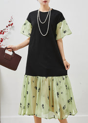 Stylish Black Oversized Patchwork Organza Maxi Dresses Summer