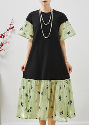Stylish Black Oversized Patchwork Organza Maxi Dresses Summer