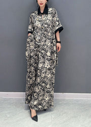 Stylish Black Print Oversized Draping Chiffon Two Pieces Set Summer