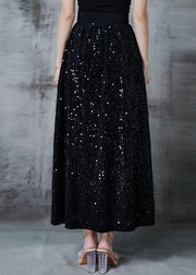 Stylish Black Sequins Cotton A Line Skirts Fall