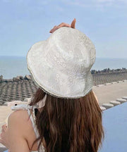 Stylish Black Solid Color Lace Floppy Sun Hat