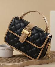 Stylish Black Solid Durable Calf Leather Tote Handbag