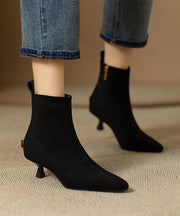 Stylish Black Splicing Suede Kitten Ankle Boots