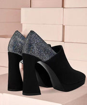 Stylish Black Suede High Heel Sequins Splicing