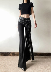 Stylish Black Tummy Control Bell-bottom Trousers Spring