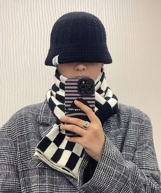 Stylish Black Warm Men Knit Bucket Hat