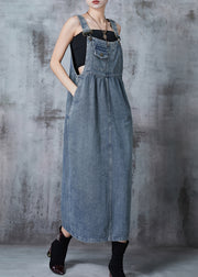 Stylish Blue Grey Oversized Denim Long Dress Summer